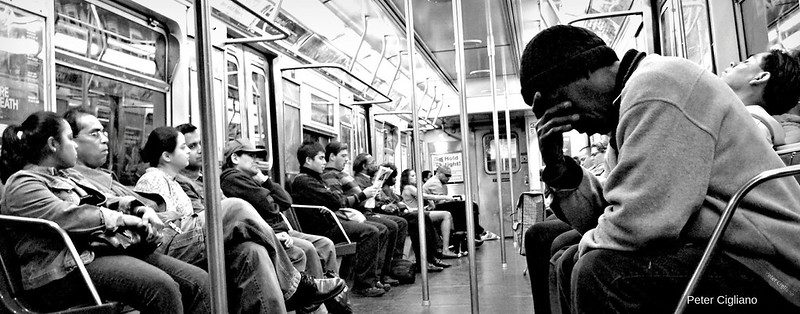 Passengers in a NYC subway