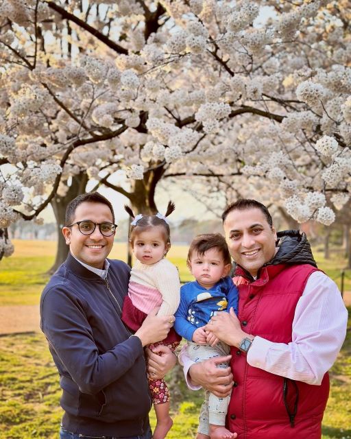 Vaibhav Jain and Parag Mehta with their two children - US Elections story